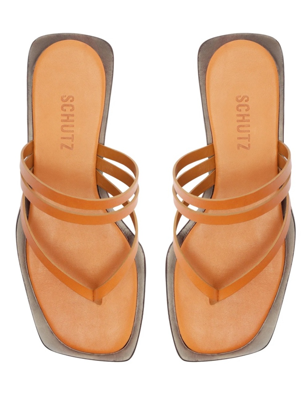 Schutz Rania Tan Brown Strappy Flip Flops